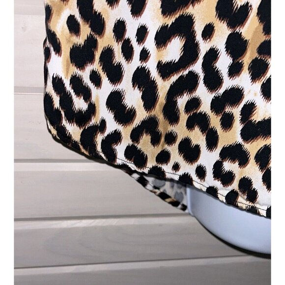 Chicos Sz 1 (MEDIUM) Sandwash Satin Leopard Tunic Top Button Up Modal EUC - Picture 7 of 12